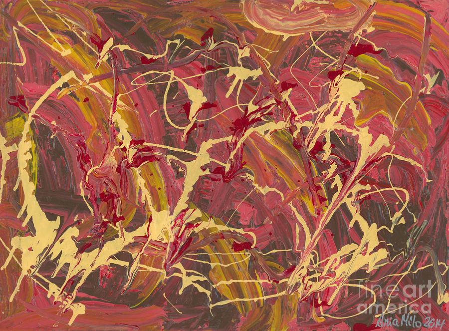 Pink Yellow Abstract Painting by Ania M Milo