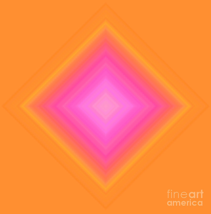 Pinks on Orange Abstract Digital Art by Karen Nicholson