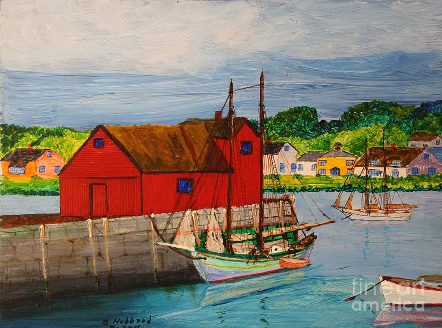 Rockport Painting - Pinky Schooner Maine at Motif 1 by Bill Hubbard