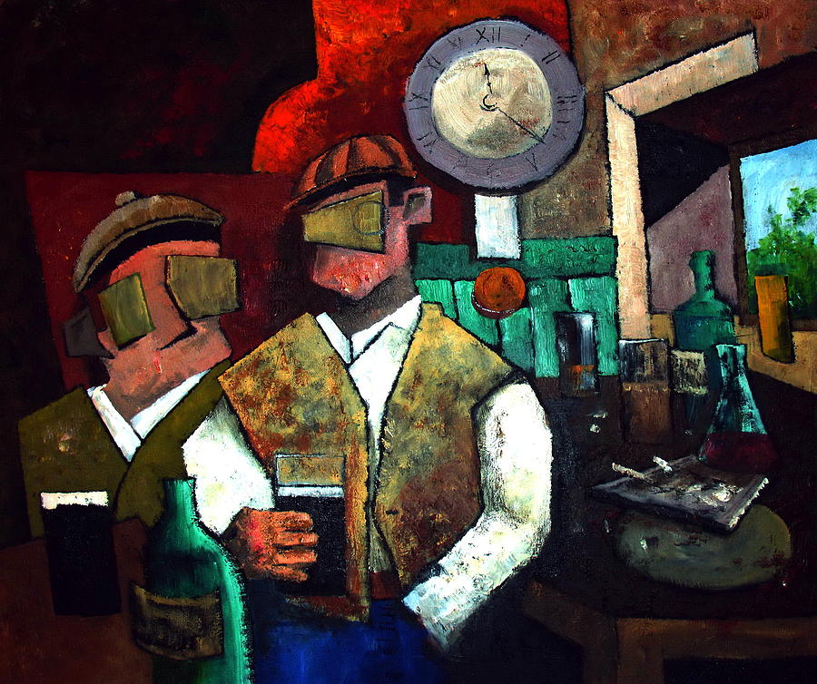 Pint Men Painting by Val Byrne