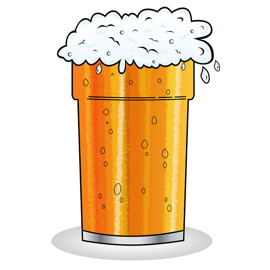 Beer Digital Art - Pint of beer cartoon style by Toots Hallam