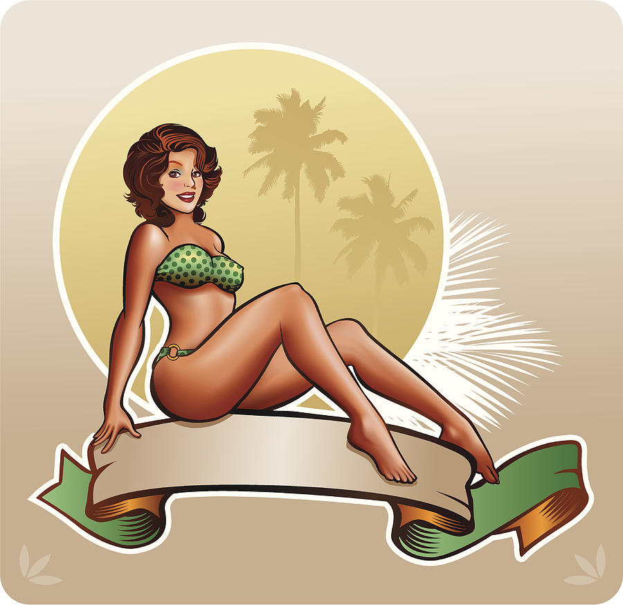 Pinup Girl Over Banner Drawing by SaulHerrera