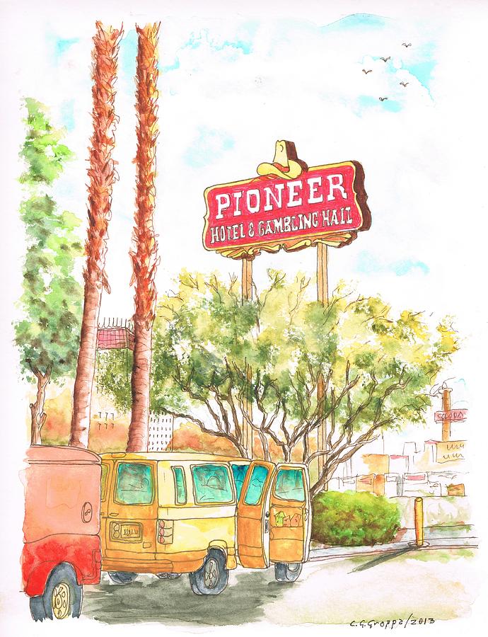 Pioneer Hotel and Gambling Hall sign, Laughlin, Nevada Painting by Carlos G Groppa