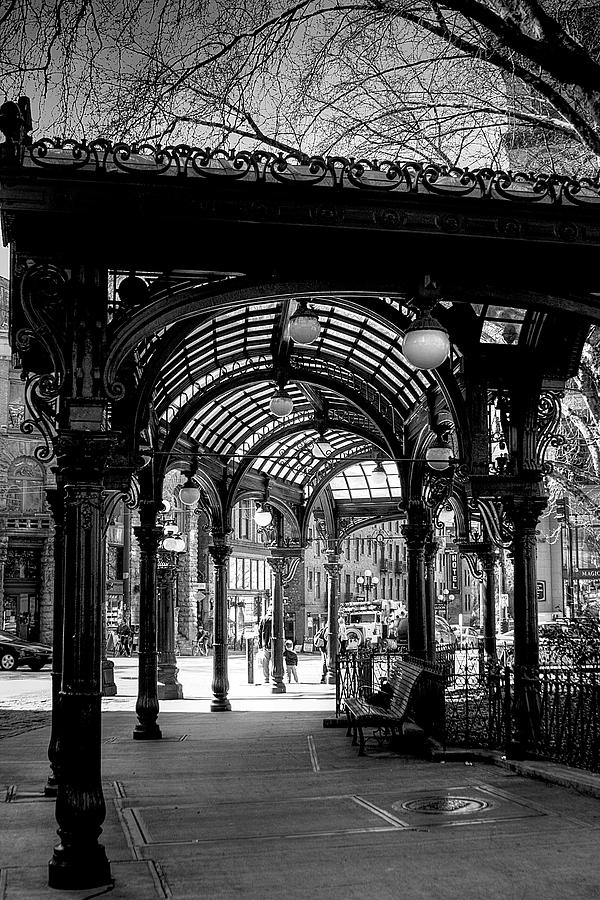 Black And White Photograph - Pioneer Square Pergola by David Patterson