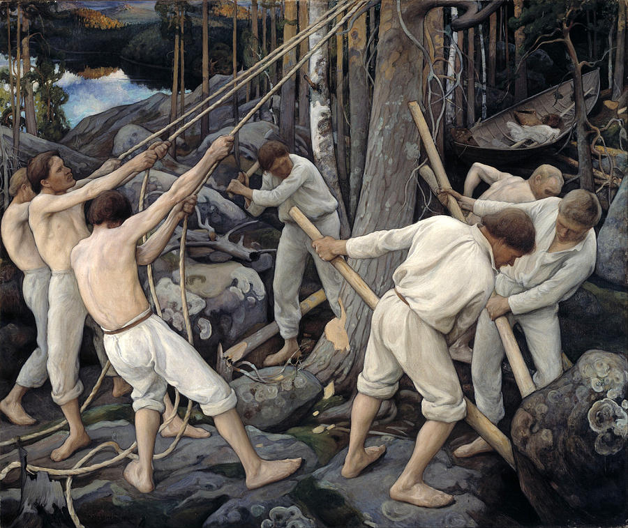 Pioneers in Karelia Painting by Pekka Halonen