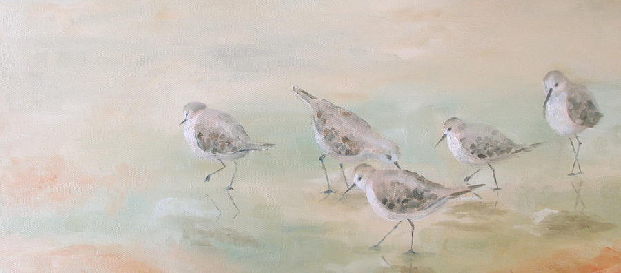 Sandpiper Painting - Pipers Five by Susan Richardson