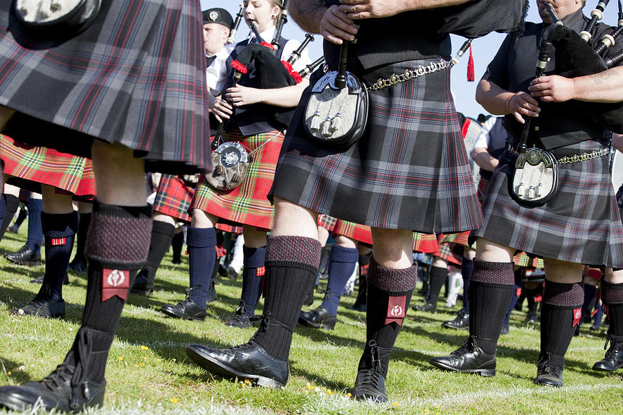 Pipers in a Massed Band at Aberdeen Highland Games, Scotland Photograph by Gannet77