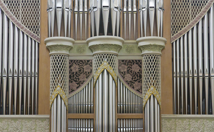 Musical Instrument Photograph - Pipes and lattice by Jenny Setchell