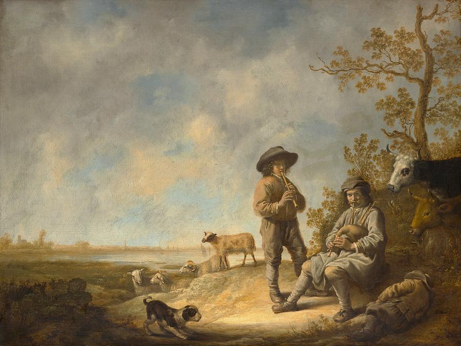 Landscape Painting - Piping Shepherds by Aelbert Cuyp