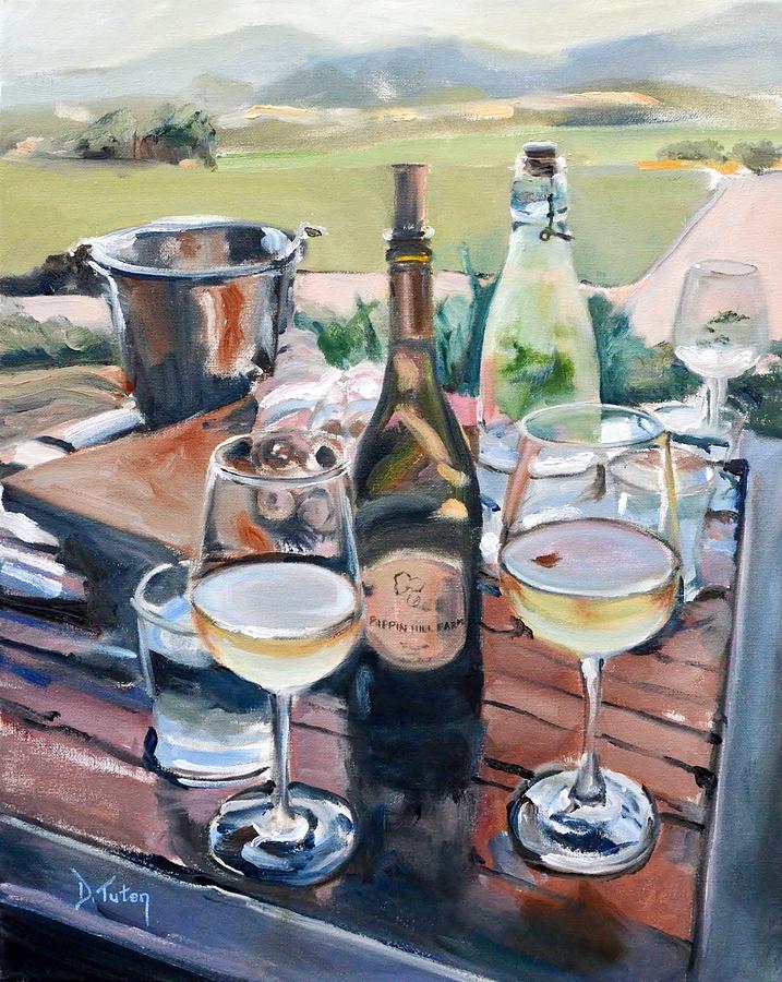 Pippin Hill Picnic Painting by Donna Tuten