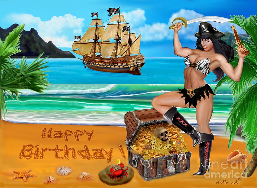 Pirate Girl Birthday Wish Digital Art by Glenn Holbrook