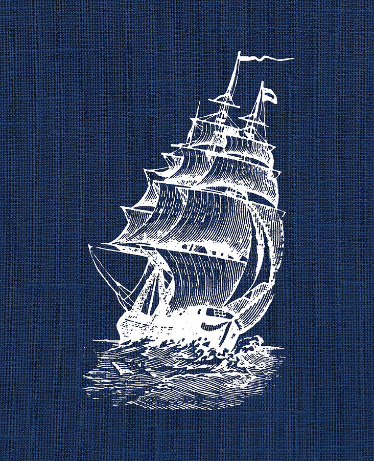 Pirate Ship Nautical Print Digital Art by Jaime Friedman
