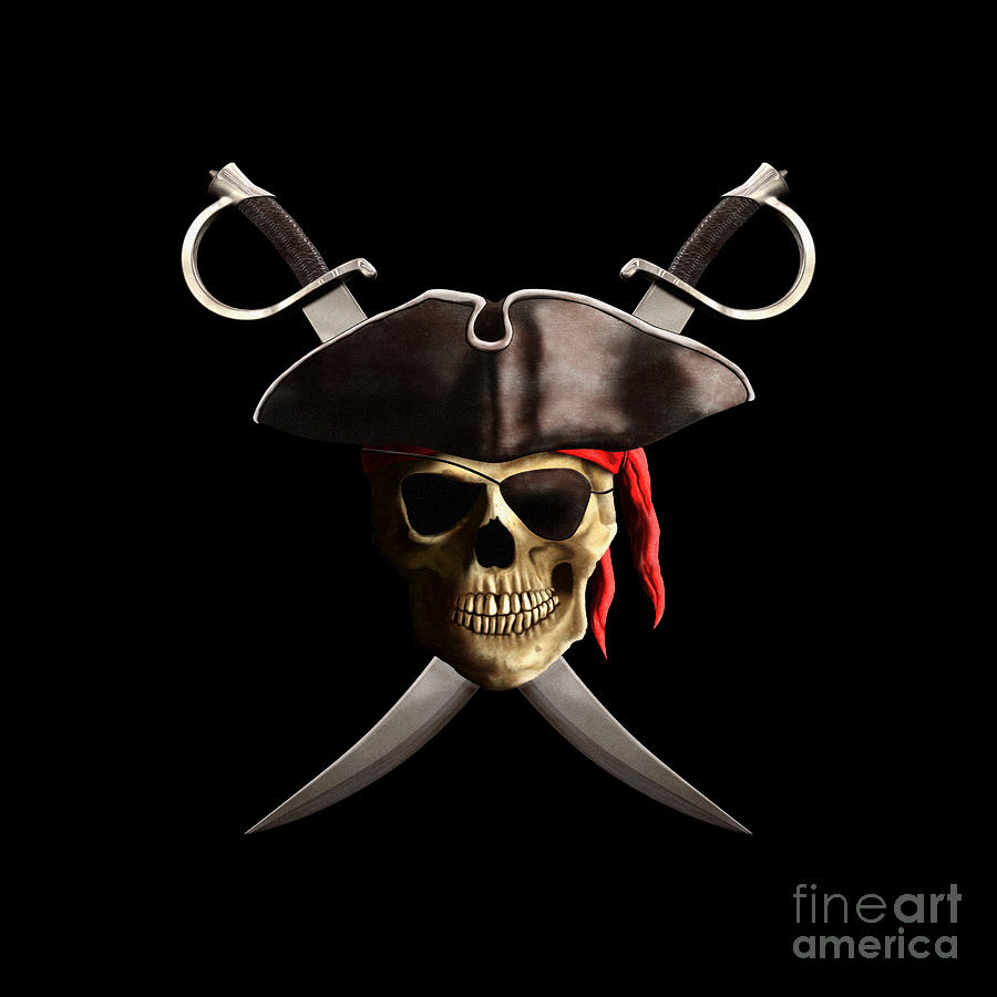 Pirate Digital Art - Pirate Skull And Swords by Chris MacDonald