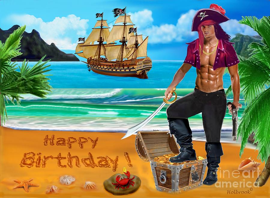 Pirate Stud Birthday Wish Digital Art by Glenn Holbrook