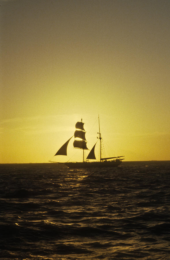 Sunset Photograph - Pirates At Sea - Caribbean by Douglas Barnett