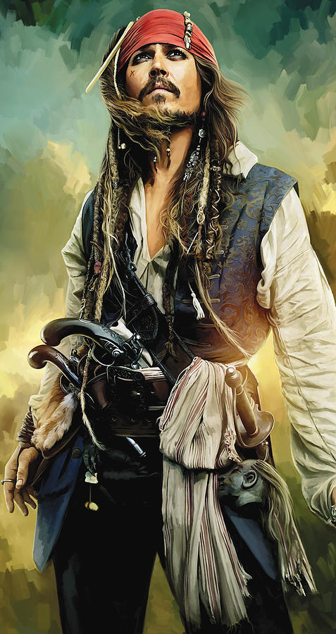 Pirates of the Caribbean Johnny Depp Artwork 1 Painting by Sheraz A