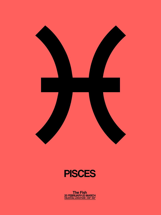 Pisces Digital Art - Pisces Zodiac Sign Black by Naxart Studio