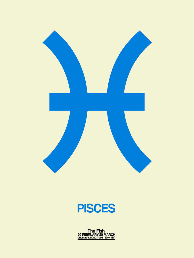 Pisces Digital Art - Pisces Zodiac Sign Blue by Naxart Studio