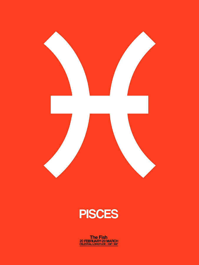 Pisces Digital Art - Pisces Zodiac Sign White by Naxart Studio
