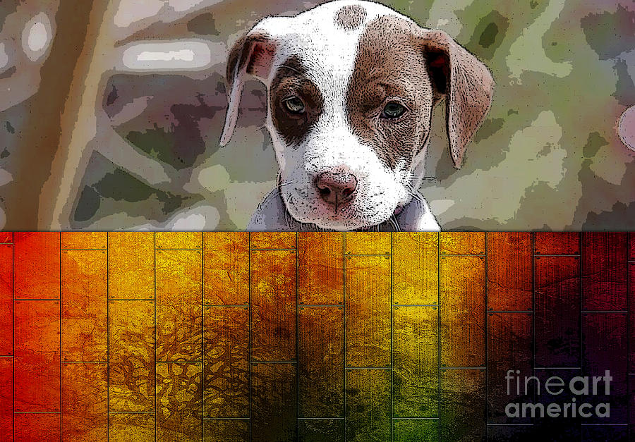 Pitbull Puppy Mixed Media by Marvin Blaine