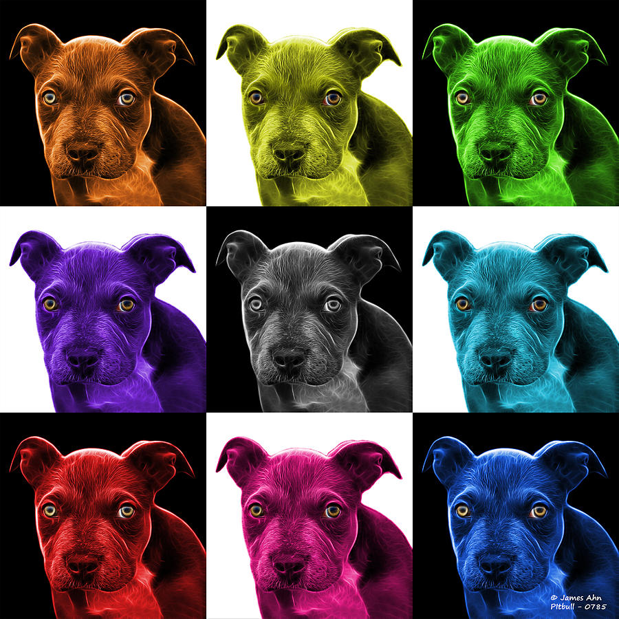 Pitbull puppy pop art - 7085 v1 - M Photograph by James Ahn