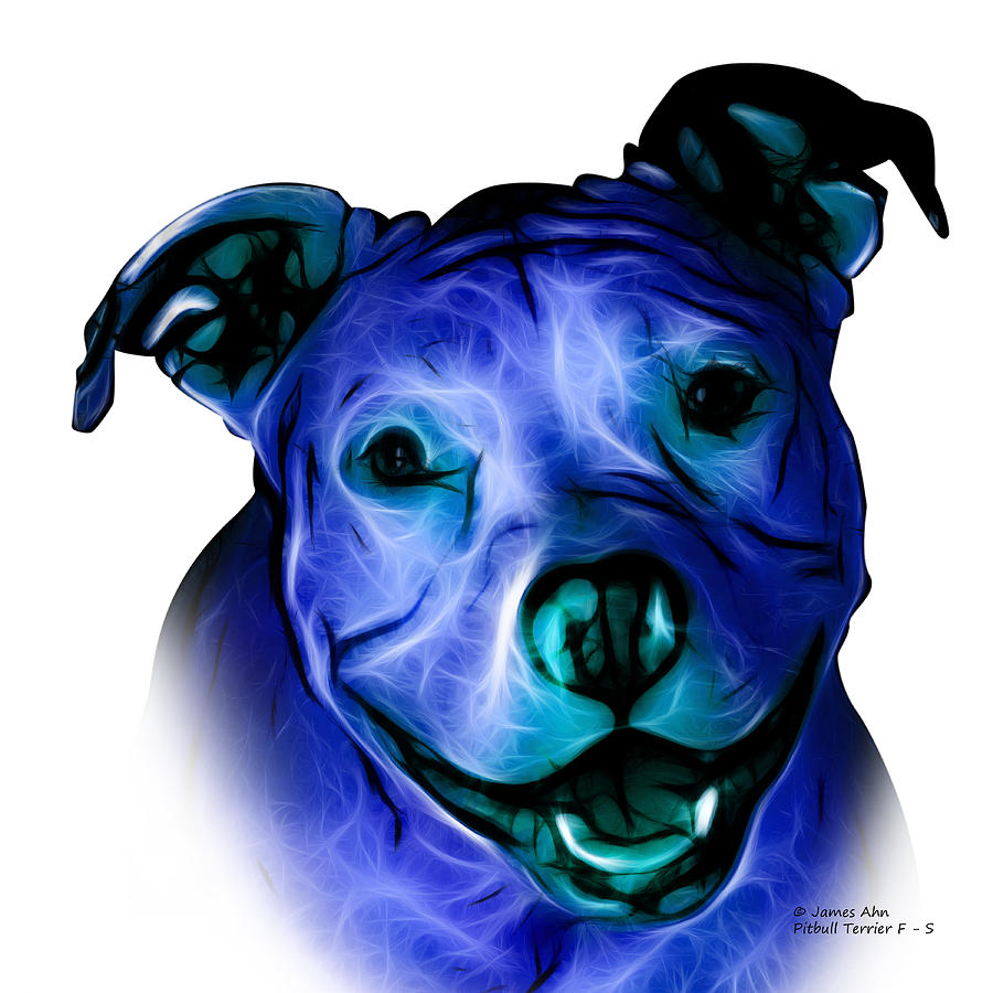 Pitbull Terrier - F - S - WB - Blue Digital Art by James Ahn