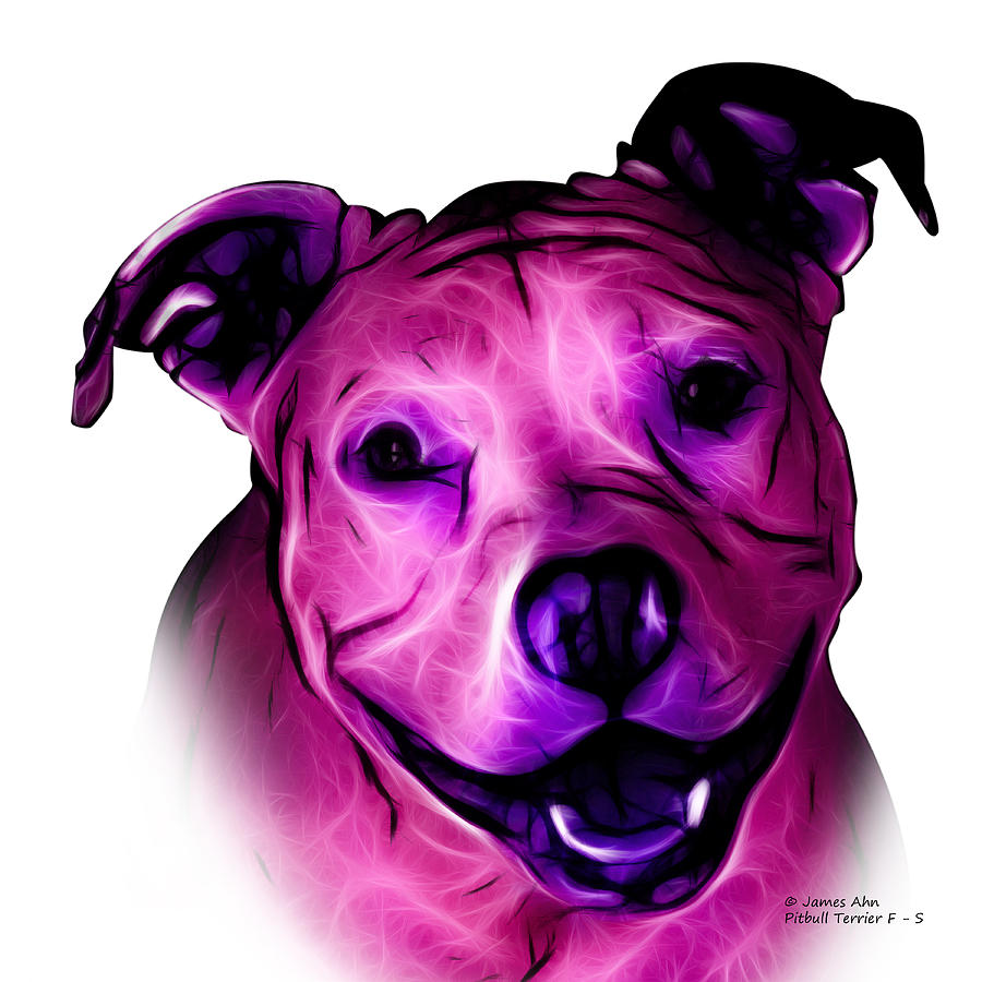 Pitbull Terrier - F - S - WB - Magenta Digital Art by James Ahn