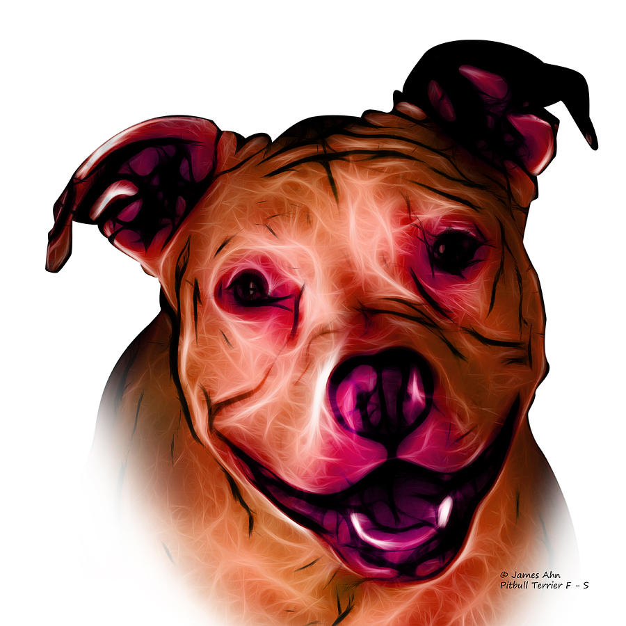 Pitbull Terrier - F - S - WB - Orange Digital Art by James Ahn