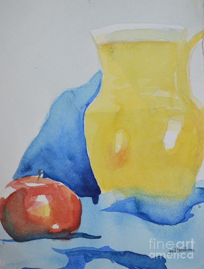 Still Life Painting - Pitcher and Apple  by Gail Heffron