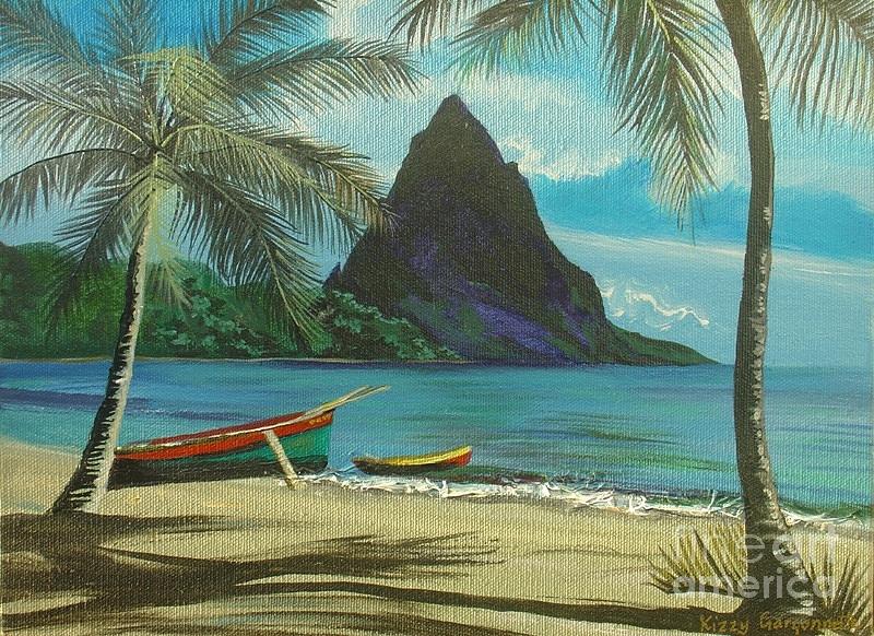 Boat Painting - Piton at Dawn by Kizzy Garconnette