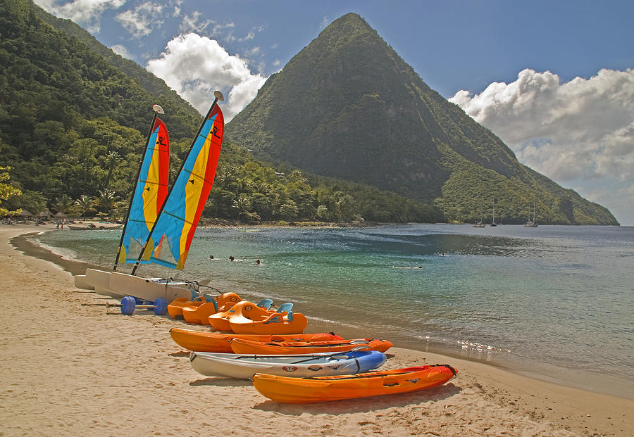 Piton Bay boats Photograph by Dennis Cox