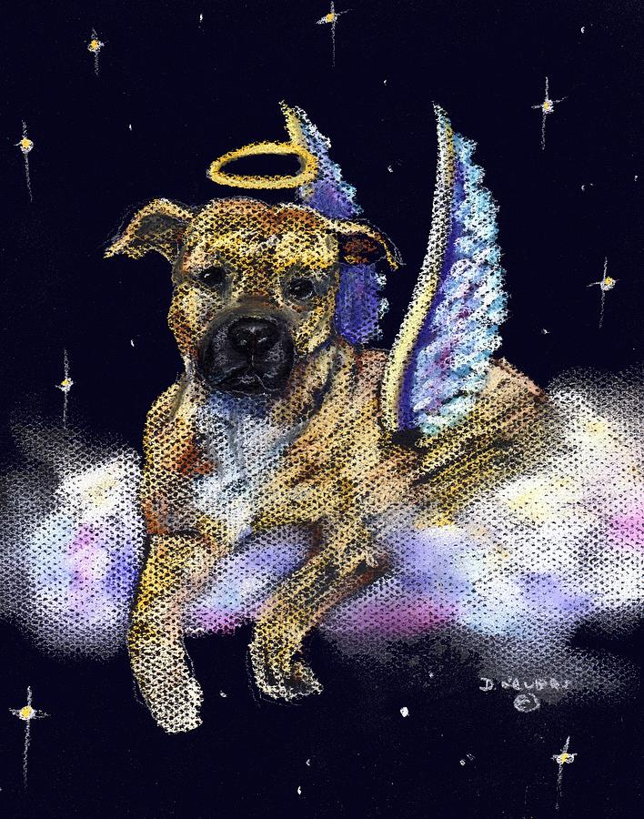 Dog Pastel - Pitt bull terrier Angel by Darlene Grubbs