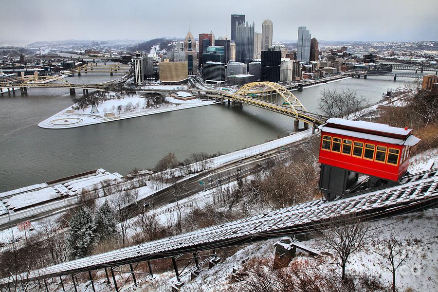 Pittsburgh Duquesne Incline Winter Photograph by Adam Jewell