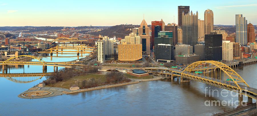 Pittsburgh At Dusk - Panorama Photograph by Adam Jewell