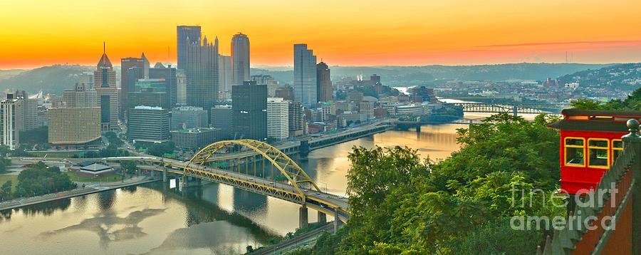 Pittsburgh Orange Skyline Photograph by Adam Jewell