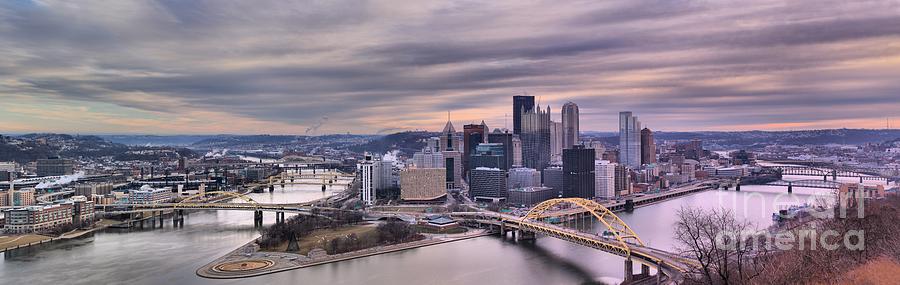 Pittsburgh Skyline Photograph - Pittsburgh Purple Sunset by Adam Jewell
