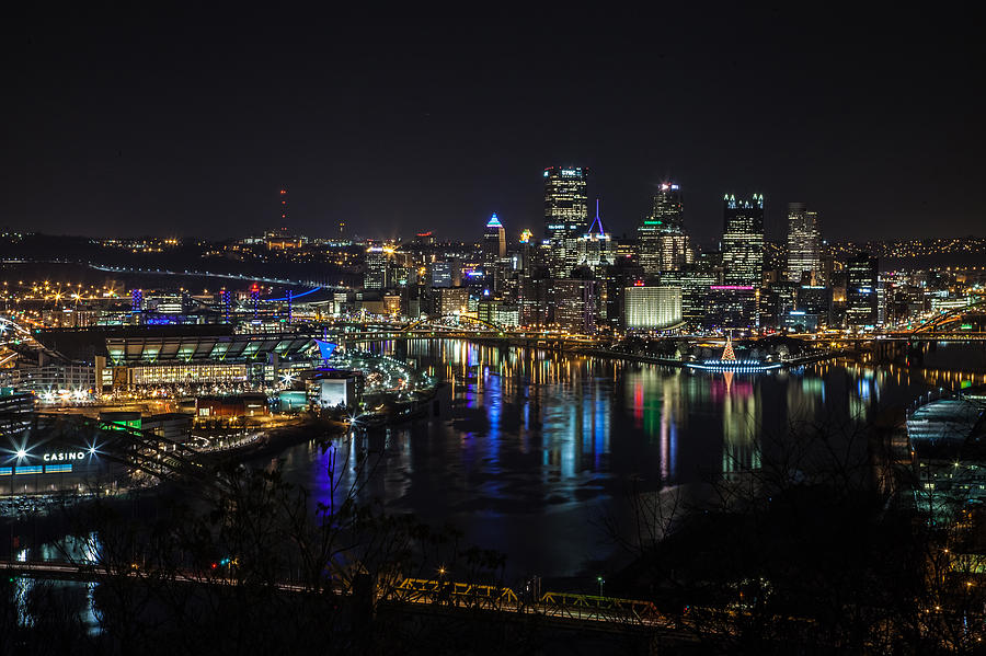 Pittsburgh Photograph - Pittsburgh Skyline at Night by April Reppucci