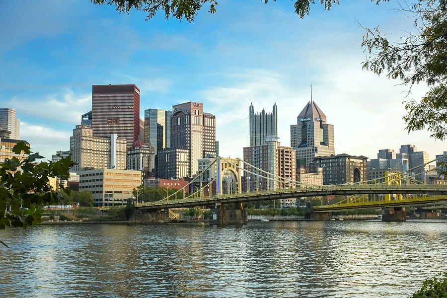 Pittsburgh skyline close up with Rachel Carson bridge Photograph by Sir Francis Canker Photography