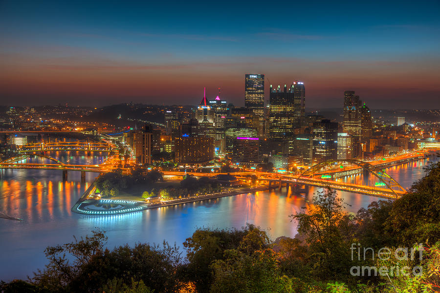 Pittsburgh Skyline Morning Twilight I Photograph by Clarence Holmes