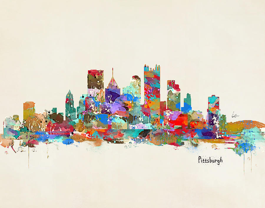 Skyline Painting - Pittsburgh Skyline Pennsylvania by Bri Buckley