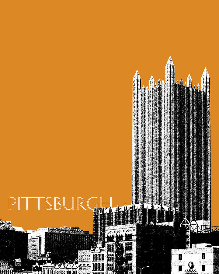 Pittsburgh Skyline PPG Building - Dark Orange Digital Art by DB Artist