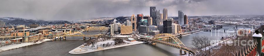 Pittsburgh Snowy Panorama Photograph by Adam Jewell