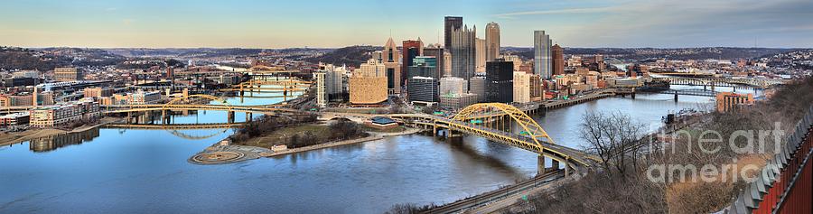 Pittsburgh Spring Sunset Panorama Photograph by Adam Jewell