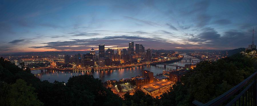 Pittsburgh sunrise Panorama Photograph by Jason Foose - Fine Art America