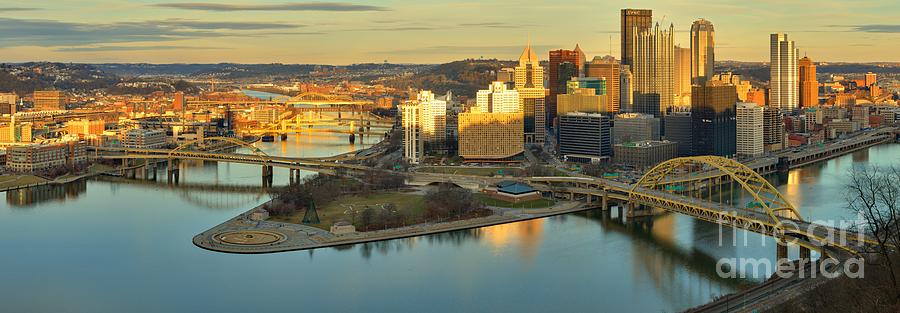 Pittsburgh Sunset Reflections Photograph by Adam Jewell