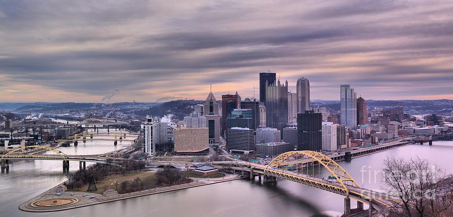 Pittsburgh Skyline Photograph - Pittsburghs Purple Rivers by Adam Jewell