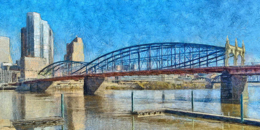 Pittsburghs Smithfield Street Bridge in Early December Digital Art by Digital Photographic Arts