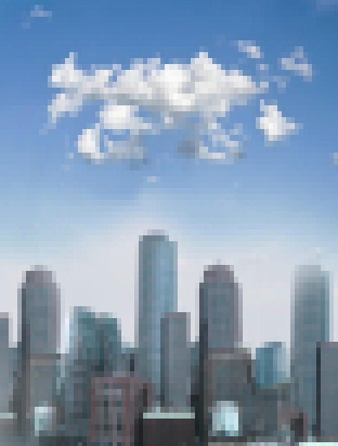 Pixelated Cityscape On Sunny Day Photograph by Ikon Ikon Images