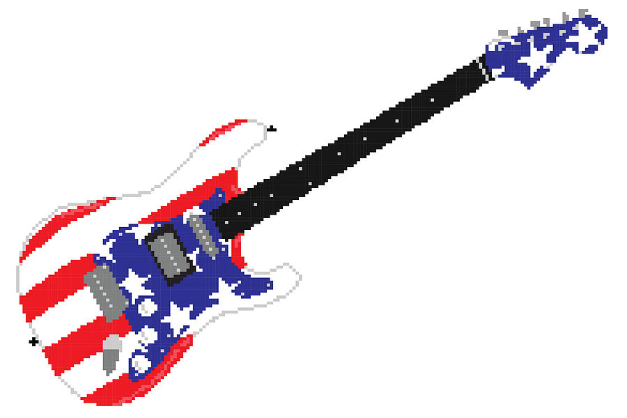 Fall Out Boy Photograph - Pixelized Fender Squier by Lesley DeHaan