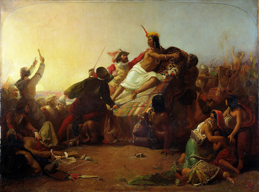 John Everett Millais Painting - Pizarro Seizing the Inca of Peru by John Everett Millais